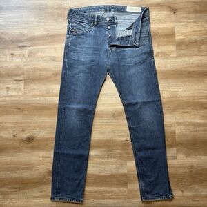 Diesel Belther Jeans Men 33x30 Blue Slim Tapered Stretch Dark Wash Denim 087AU